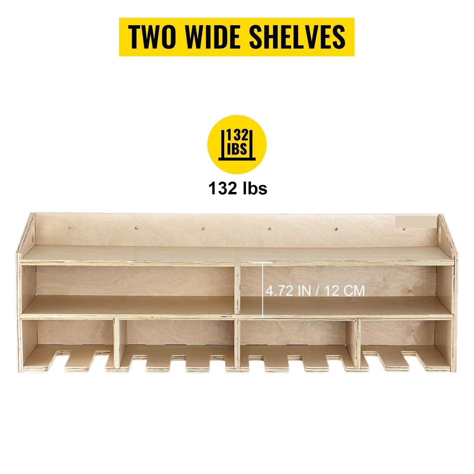 2/4-półka naścienna organizery narzędzi sprzętowych szafka 5/10 gniazd wiertarka udarowa stacja ładująca garaż uchwyt na elektronarzędzia(Brown 2-Shelf 5-Slot)