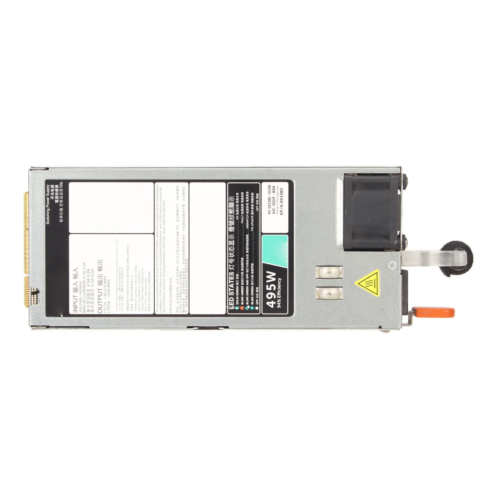 KUIDAMOS Ventola di Raffreddamento Stabile da 495 W E495E S1 Alimentatore per Server di Alimentazione per R530 R630 R730 R730XD, Installazione Semplice, Involucro in Metallo per Professionisti IT