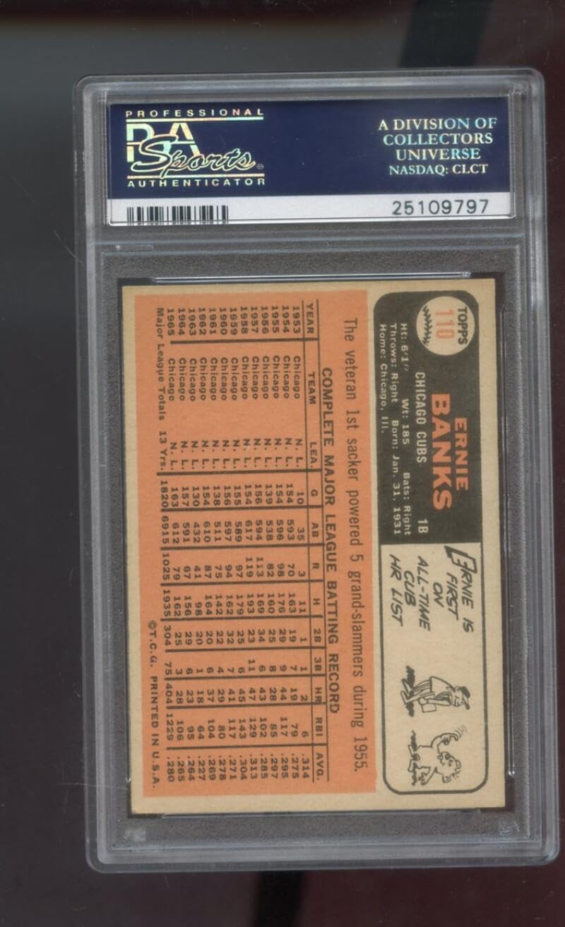1966 Topps #110 Ernie Banks PSA 4 Graded Baseball Card MLB Chicago Cubs