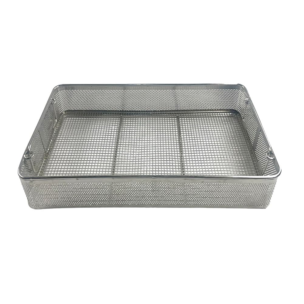 Cesta de esterilización de acero inoxidable 304 para instrumentos médicos y dentales, desinfección duradera para suministros de limpieza, 40 x 25 x 7 cm