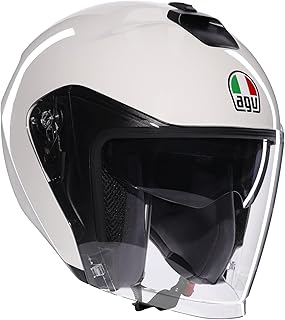 AGV - IRIDES E2206 Motorcycle Jet Helmet, Unisex, Helmet with Scratch-Resistant Visor with UV Protection, Materia White, M