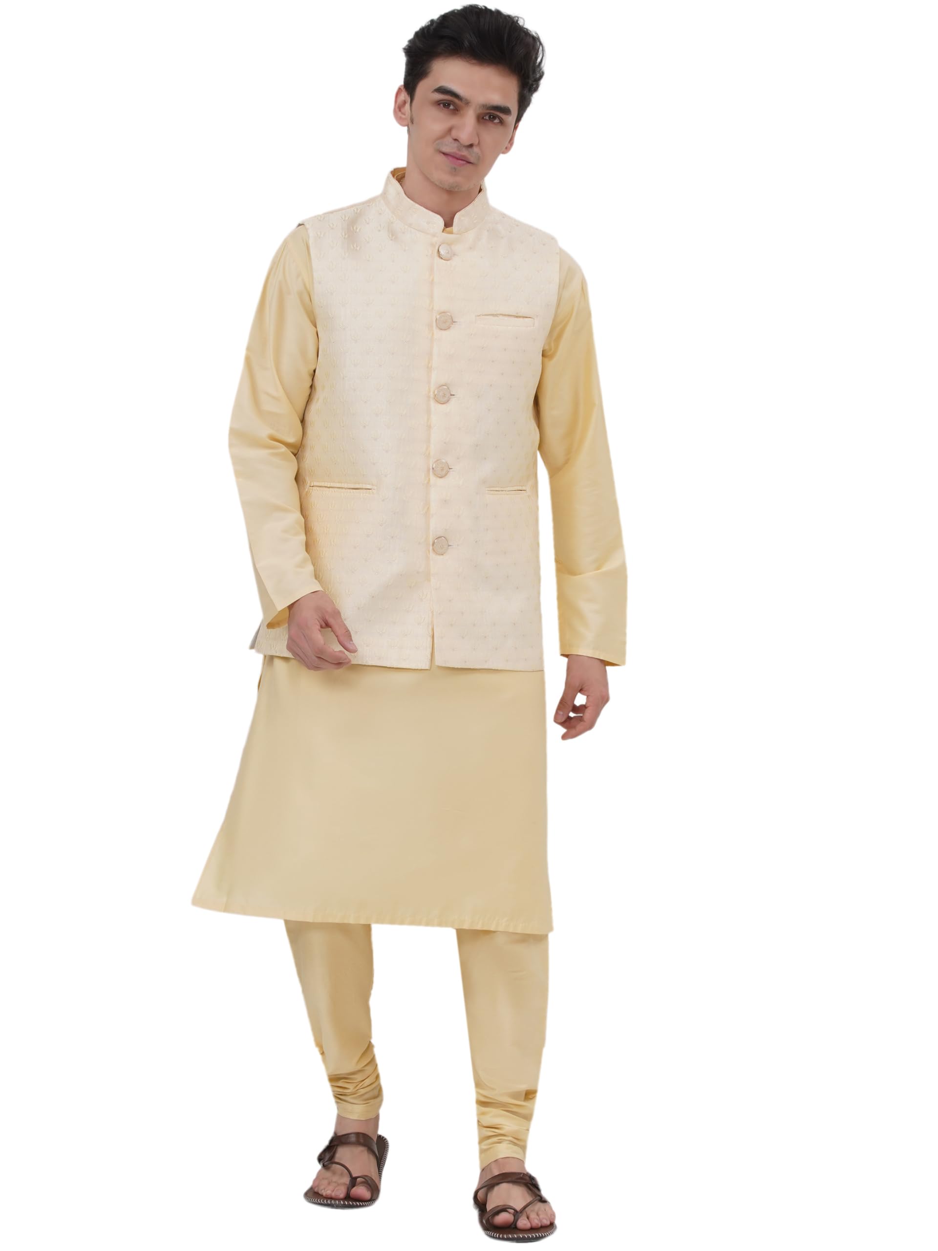 sethukrishna Mens Readymade Silk Cotton Kurta Pyjama And Nehru Jacket.-picture-29