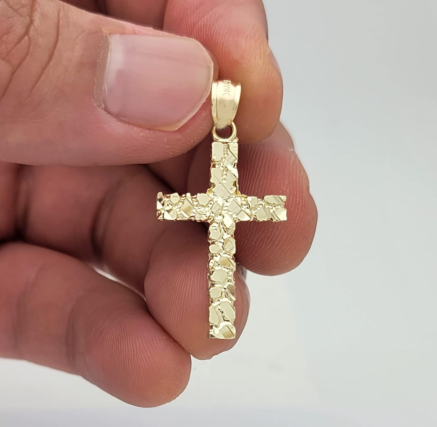 10K Yellow Gold Nugget Cross Pendant Gold Nugget Cross