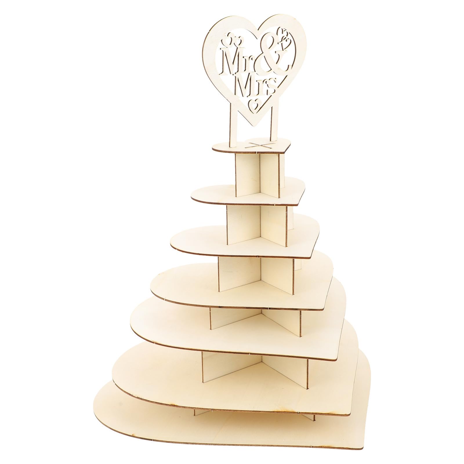Présentoir à chocolat de mariage en bois support rangement de desserts forme cœur à étages DIY
