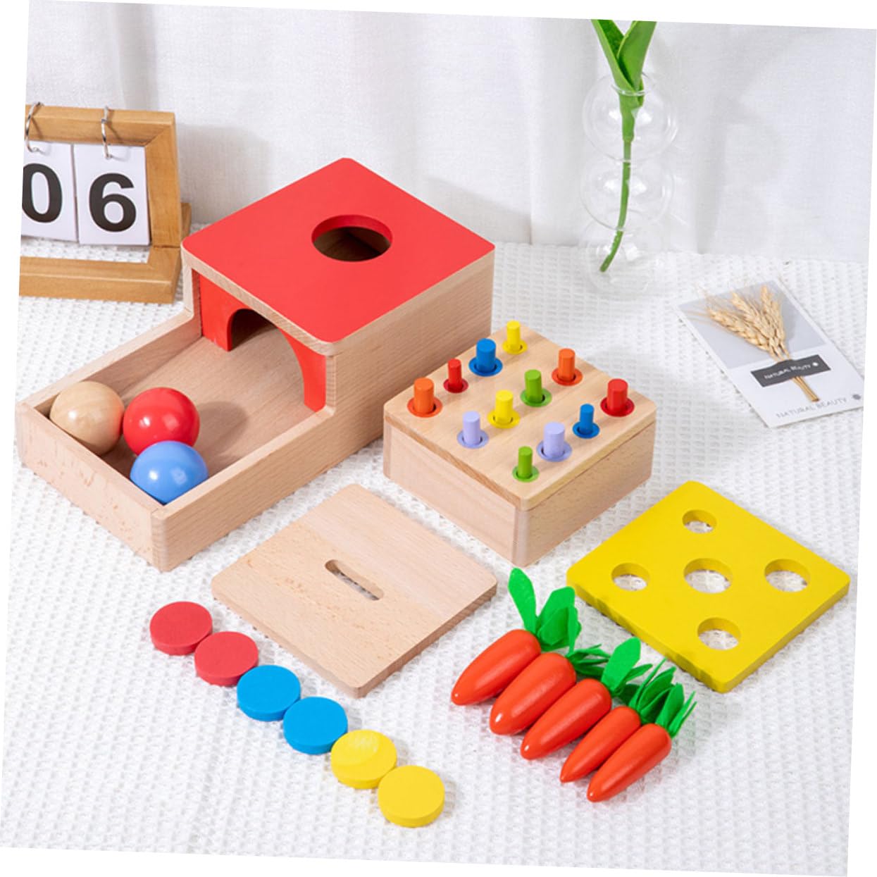 Juguete Montessori de Madera para Educativo de Coordinación Mano Desarrollo Habilidades Motoras Finas para Preescolar