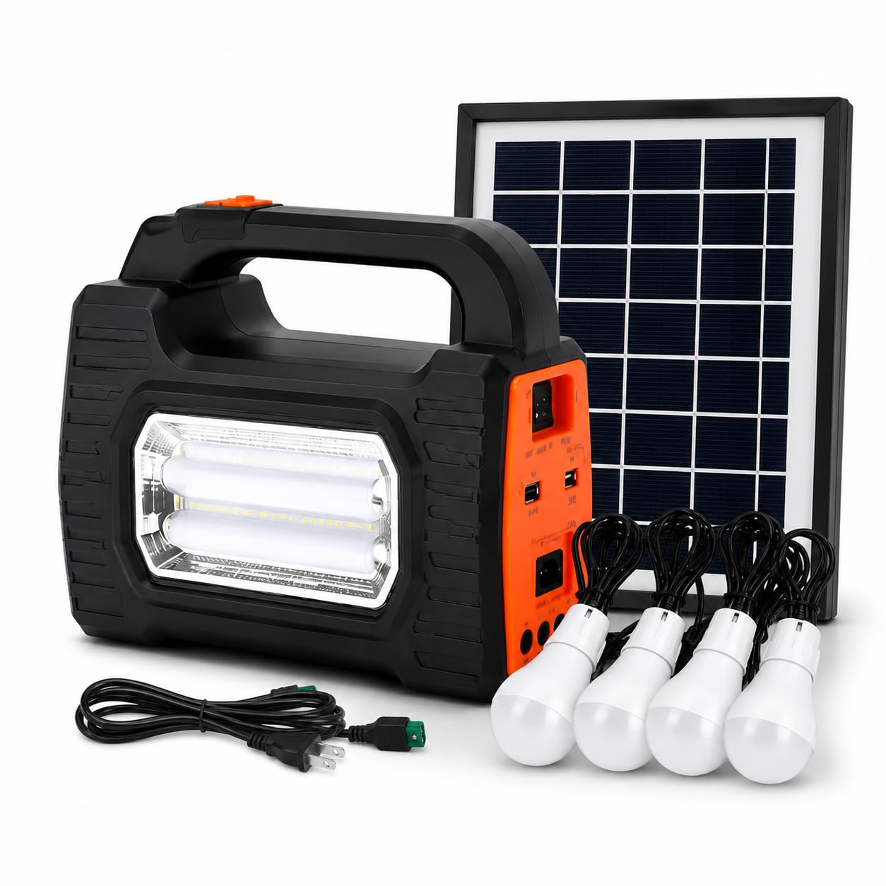 DRUMSTONE { 2026 Brings 5 Years Warranty } Solar Emergency Light Rechargeable Portable Lighting System for Home Power Cut, Energy Saving LED Lamp with Solar Panel & 4 Bulbs-image-24