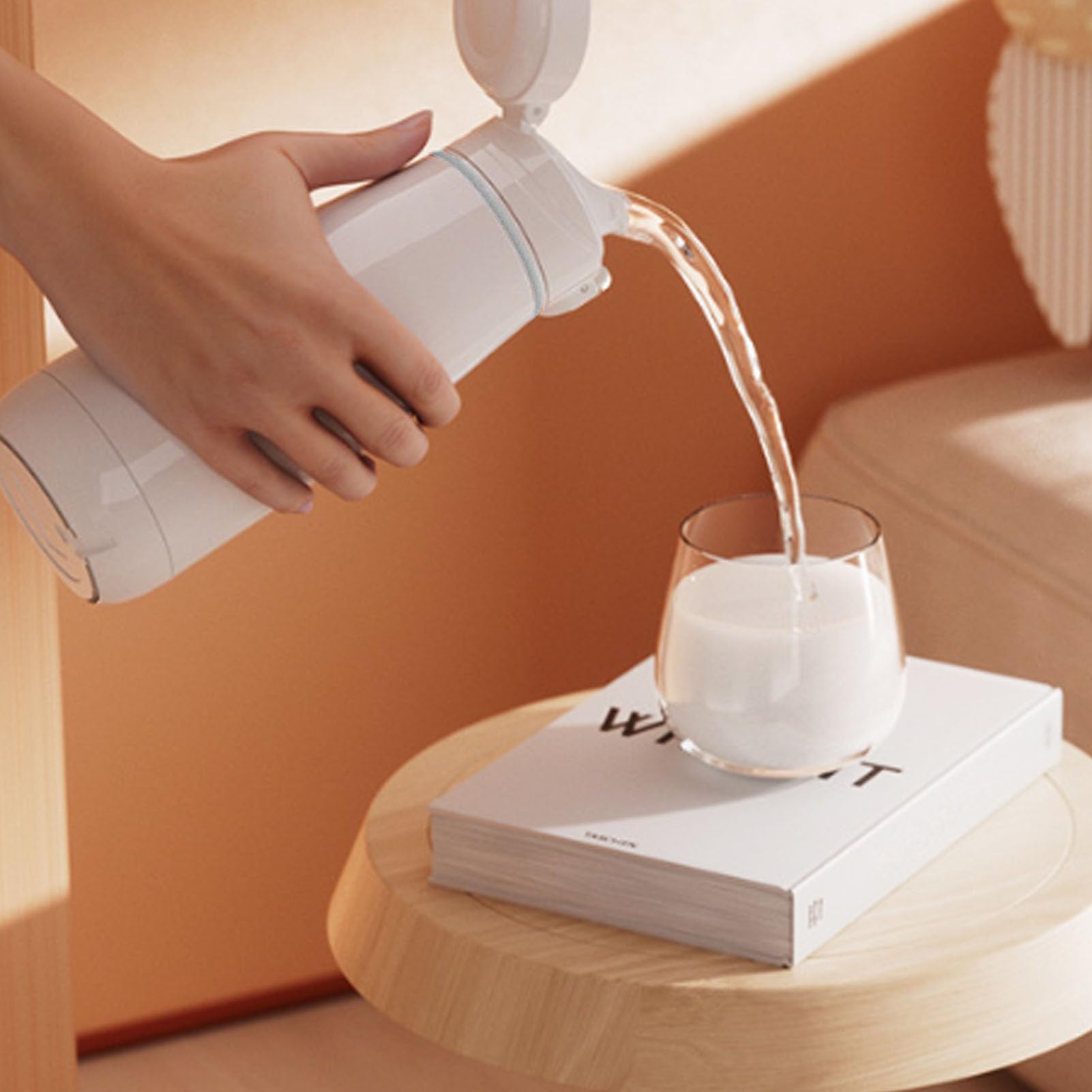Hervidor Eléctrico de Viaje, Acero Inoxidable 316, Calefacción Inalámbrica Recargable por USB, Caldera de Agua Caliente Portátil de 350 Ml con Aislamiento Térmico, para Camping