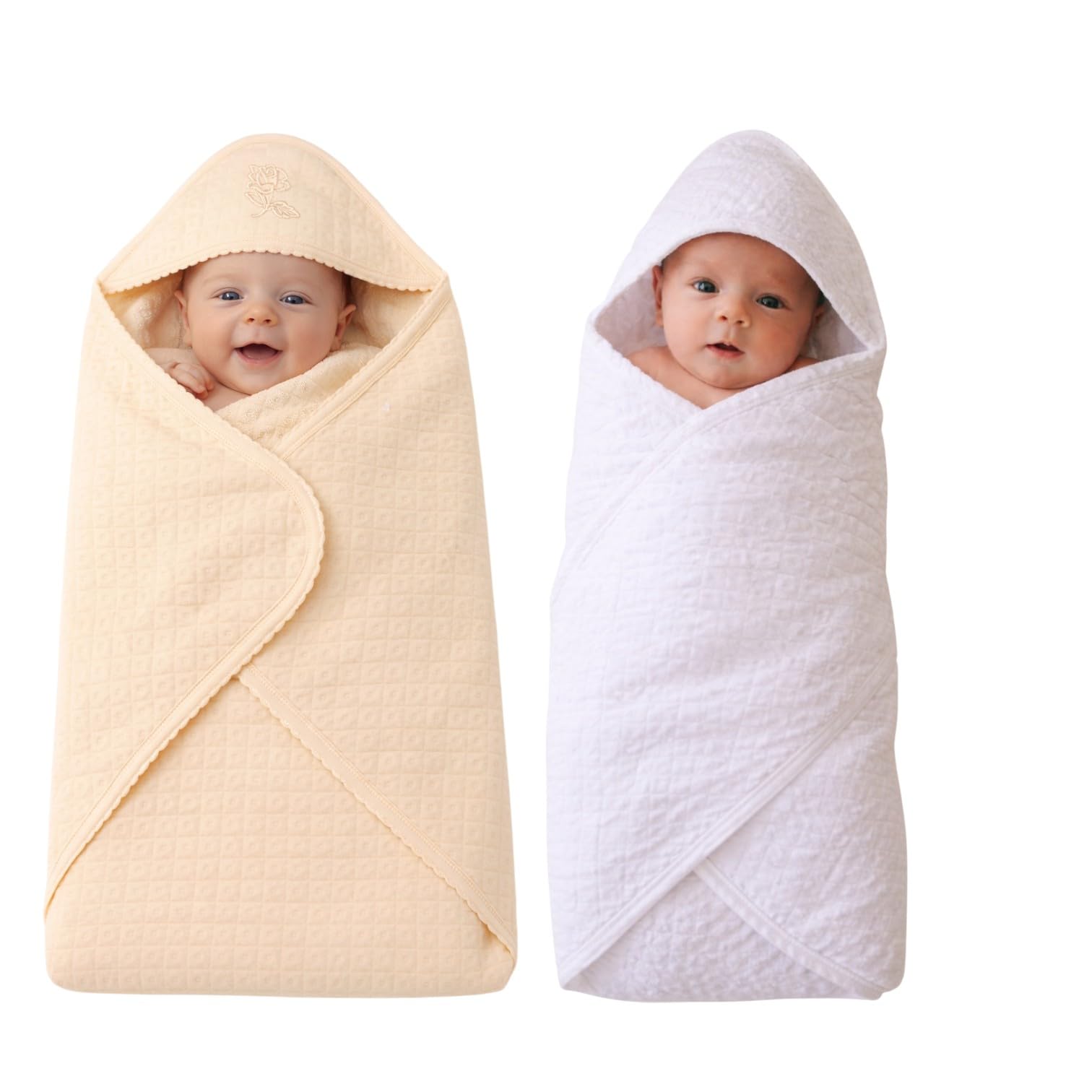 premium cotton hooded baby wrapper towel | privacy cover, burp cloth & sun shield | big size 75 x 75 cm | soft & skin-friendly | baby hospital & travel towel | pack 2