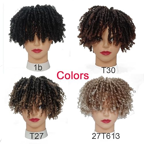 Miniatura 5 de Peluca de cabello de rastas para mujereshombres, 6 pulgadas, rastas cortas, pelucas con clip en trenzado, media peluca, rastas sintéticas, peluca