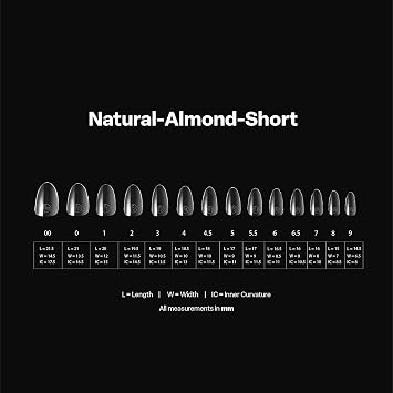 Apres Gel-X Almond Box of Nail Tips | 280 Gel-X Tips, Soft Tips, 14 Sizes 00-9 | Half-sizes Included (Natural Almond Short, 280 Count)