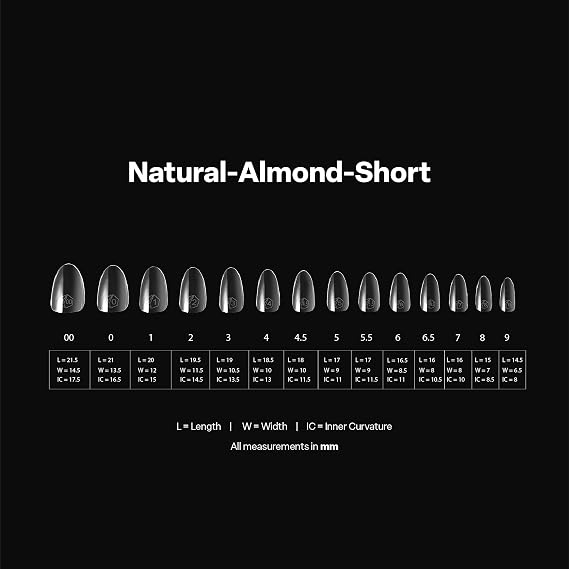 Apres Gel-X Almond Box of Nail Tips | 280 Gel-X Tips, Soft Tips, 14 Sizes 00-9 | Half-sizes Included (Natural Almond Short, 280 Count)