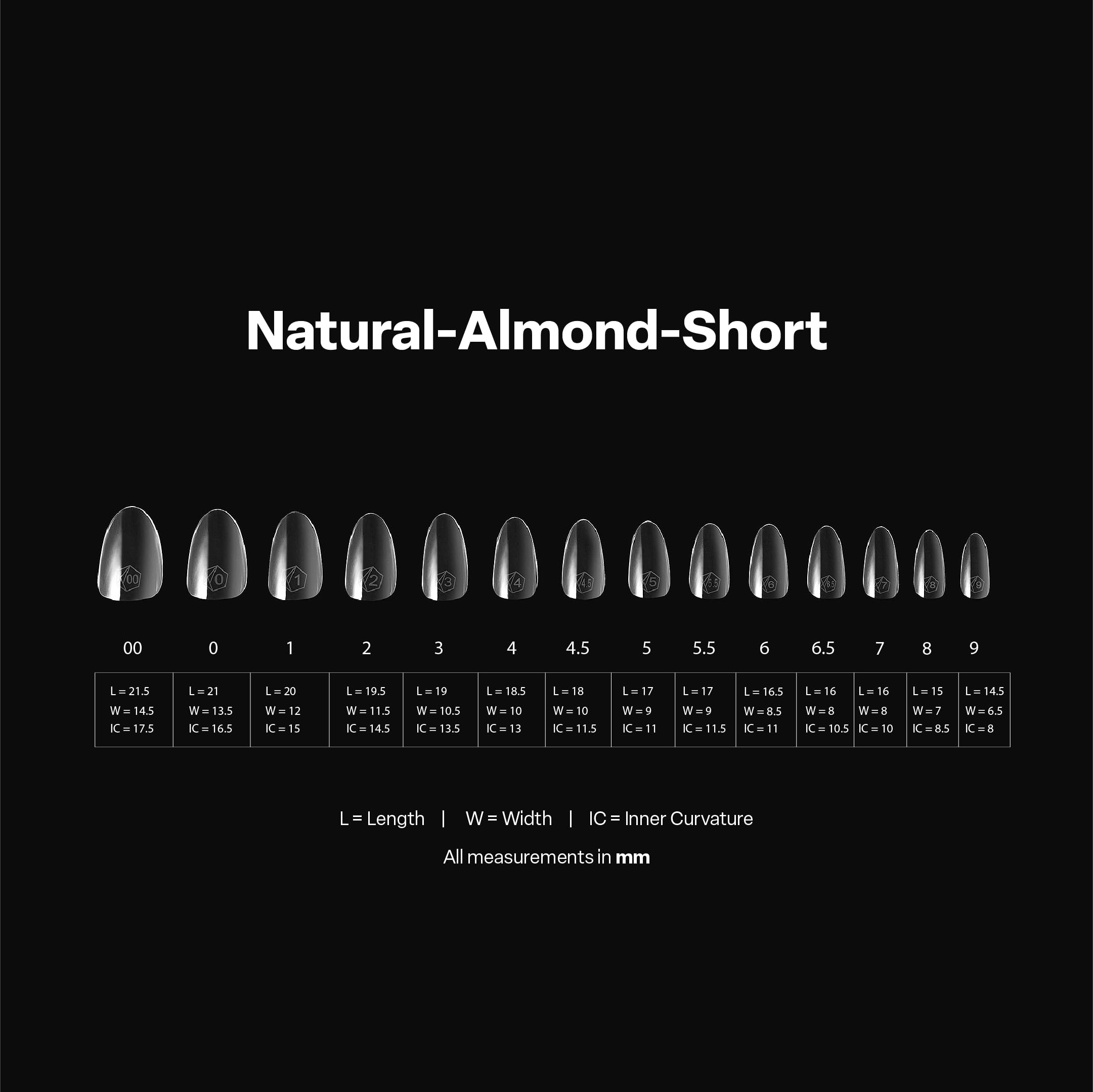 Gel-X Nail Tips - 280 Almond Tips, Half Sizes Included -4