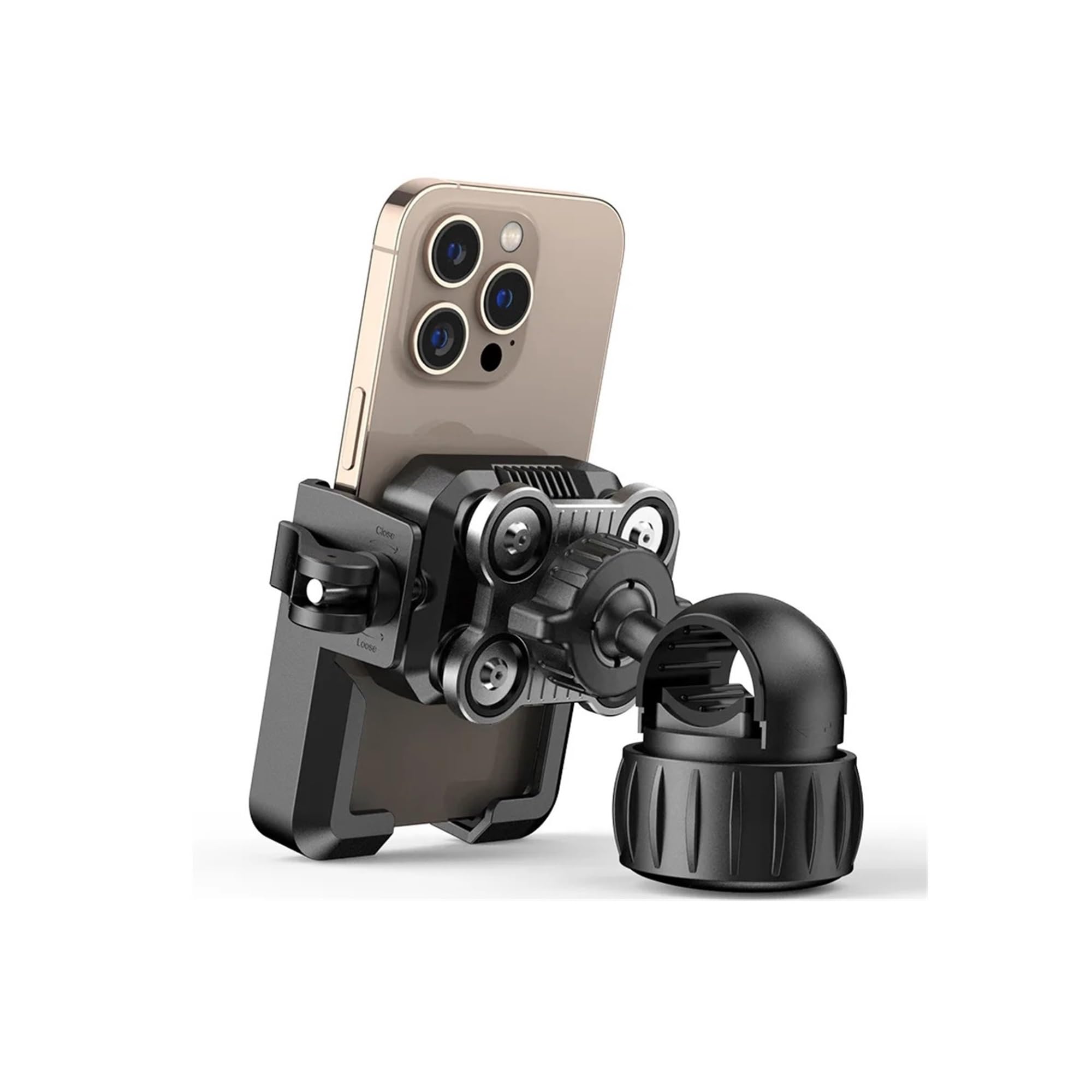 Generico Supporto universale for telefono da bici/MTB/moto con smorzatore di vibrazioni - Installazione senza attrezzi e blocco rapido for smartphone da 4-7"