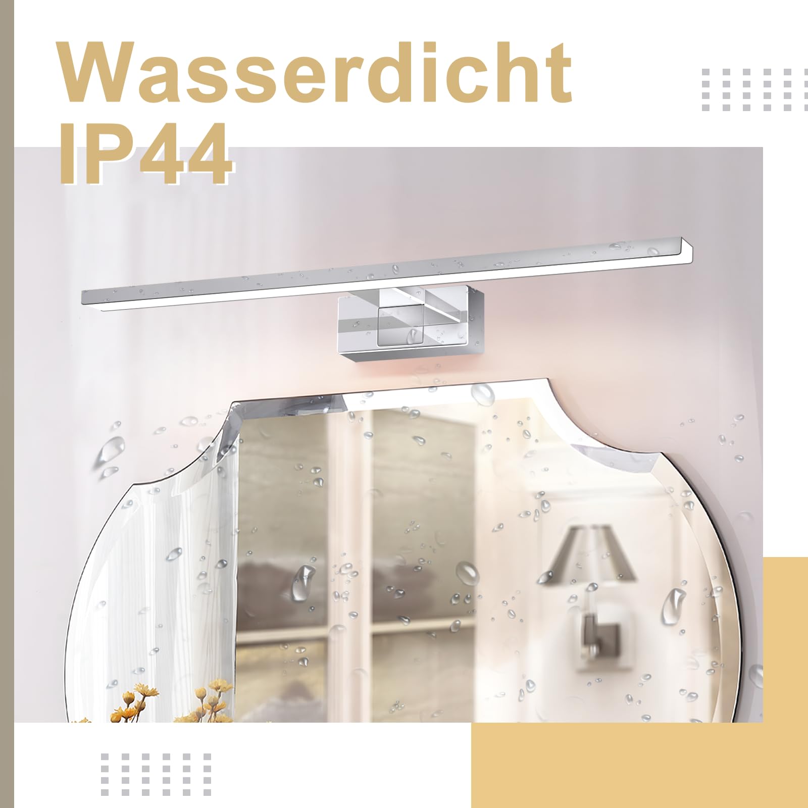 Homefire LED specchio luce bagno lampada specchio 12W bagno luce parete | 60CM impermeabile IP44 cromo moderno neutrobianco 4000K lampada da parete per seminterrato cucina