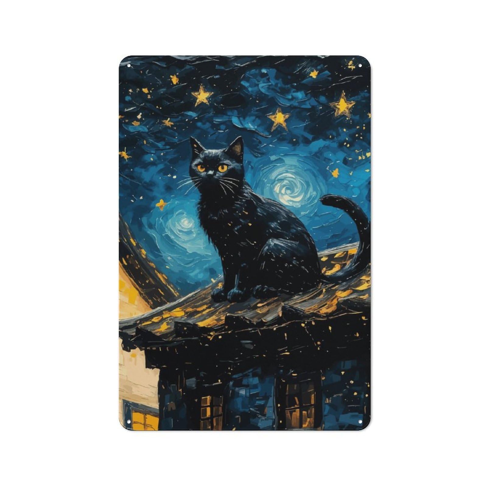 Junmoney Black Cats Are Outcasts Classic Kitchen Metal Sign 30X20cm Featuring Cafe Wall Decor For Restaurant, Kitchen, Counter Or Breakfast Nook