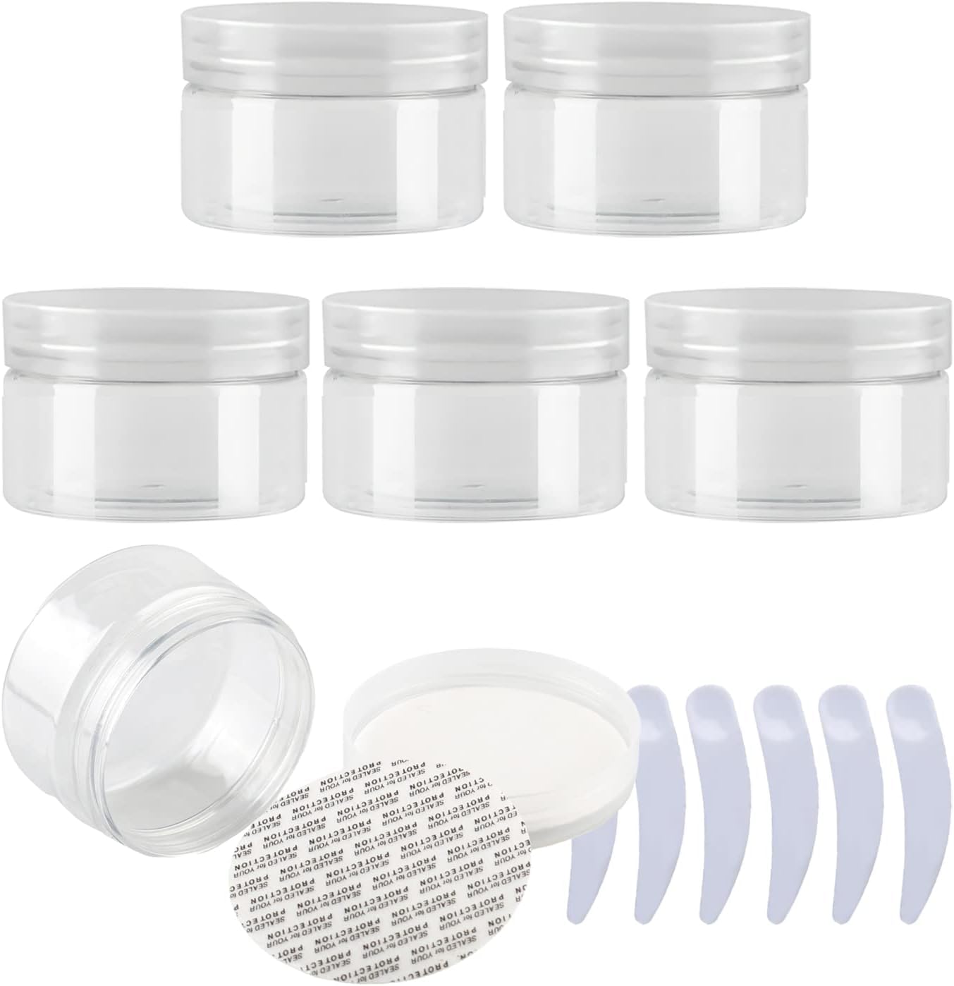 FLYIODFCXV cosmetic jar, Pack of 6,Plastic Cream Jars Cosmetic Pots with Clear Lids Containers for Toiletries(Transparent,100ml)