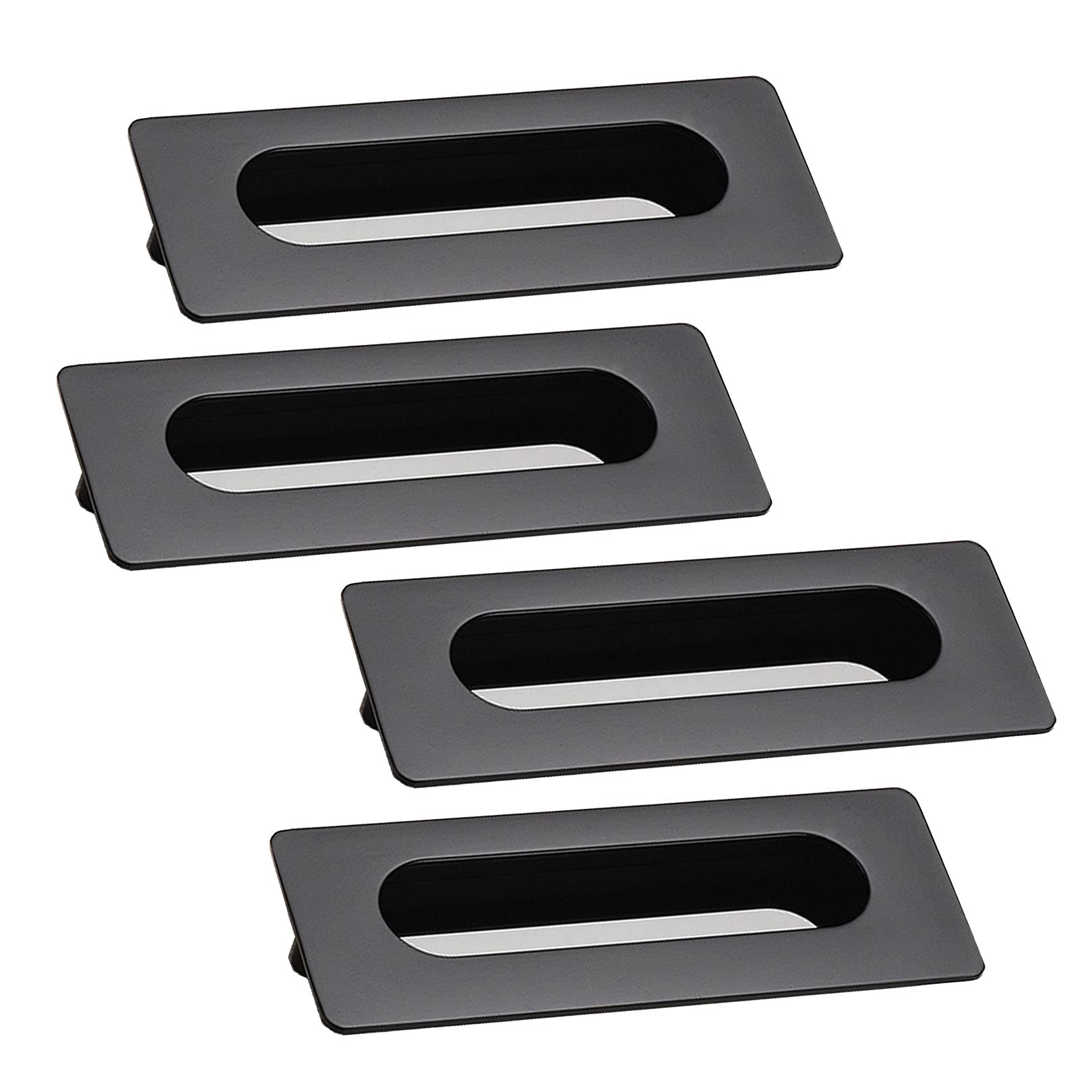 Vakorise Black Recessed Sliding Door Handles, Recessed Sliding Door Pull Handle Multiple Sizes 4 Pcs