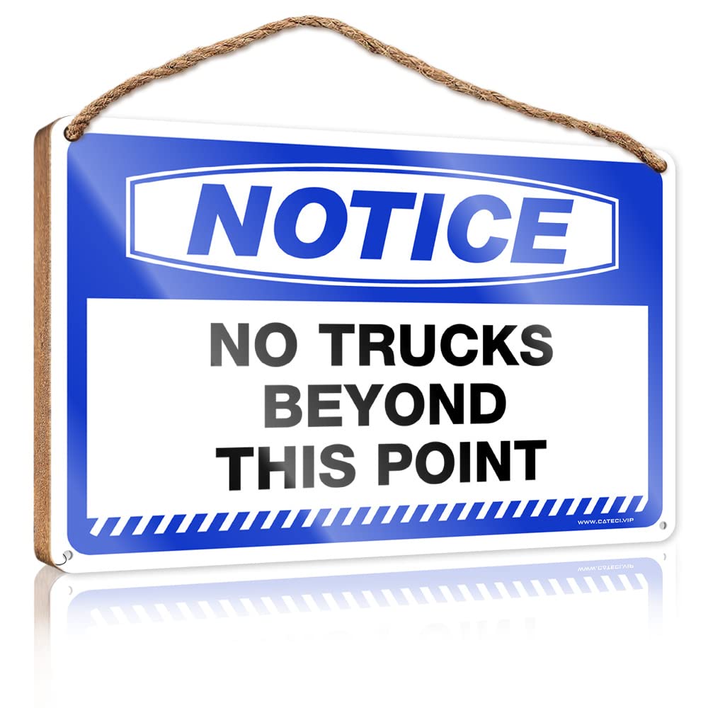 FZFN Hanging Decor Porch Notice No Trucks Beyond This Point Wooden Sign Our Home Signs For Home Decor Wood Bathroom Decor(15X28CM)