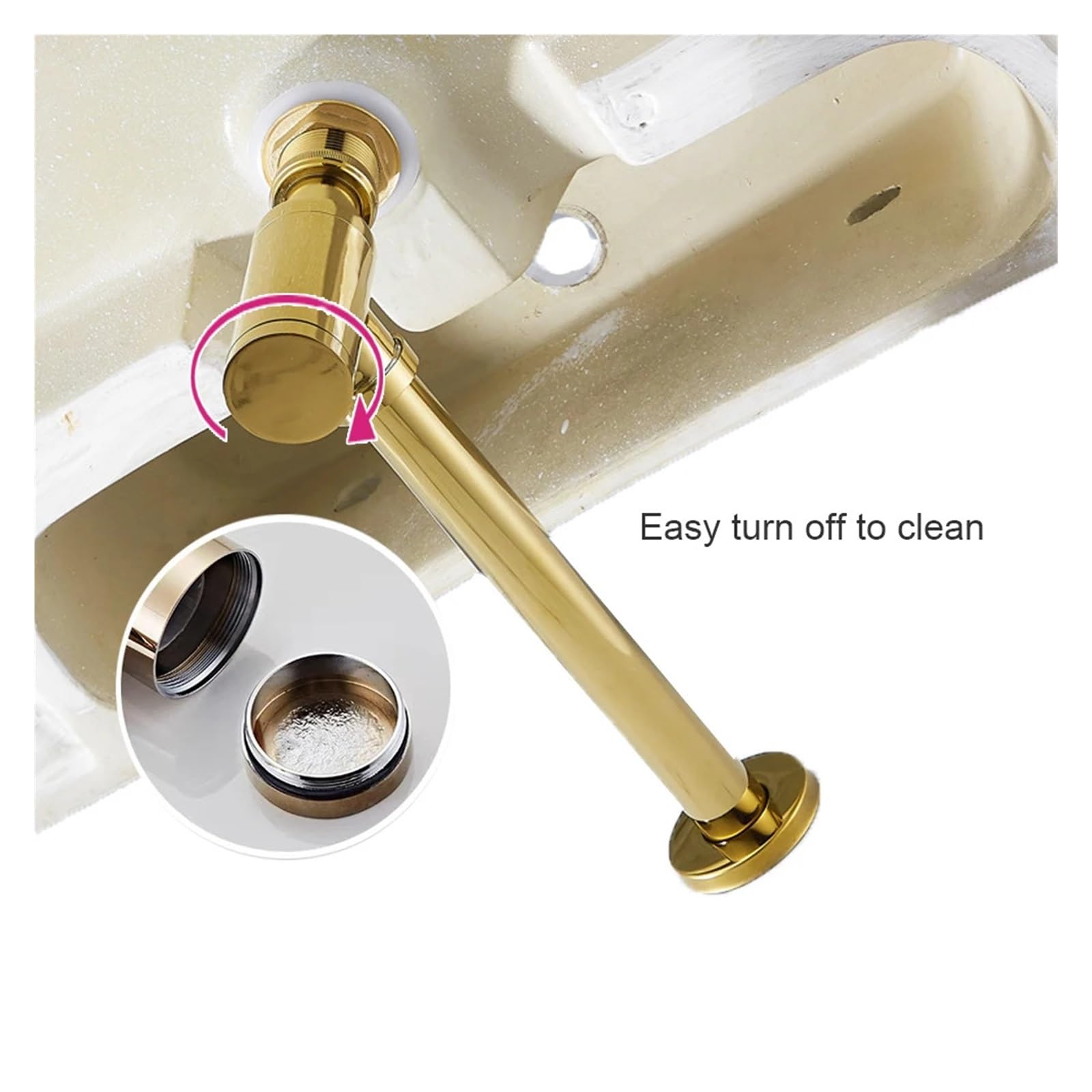 1 pièces or salle de bain bassin bouteille piège évier Siphon tuyau Kits remplacement Pop Up bouchon toilette lavabo Drain Pour Bain(Gold set No hole)