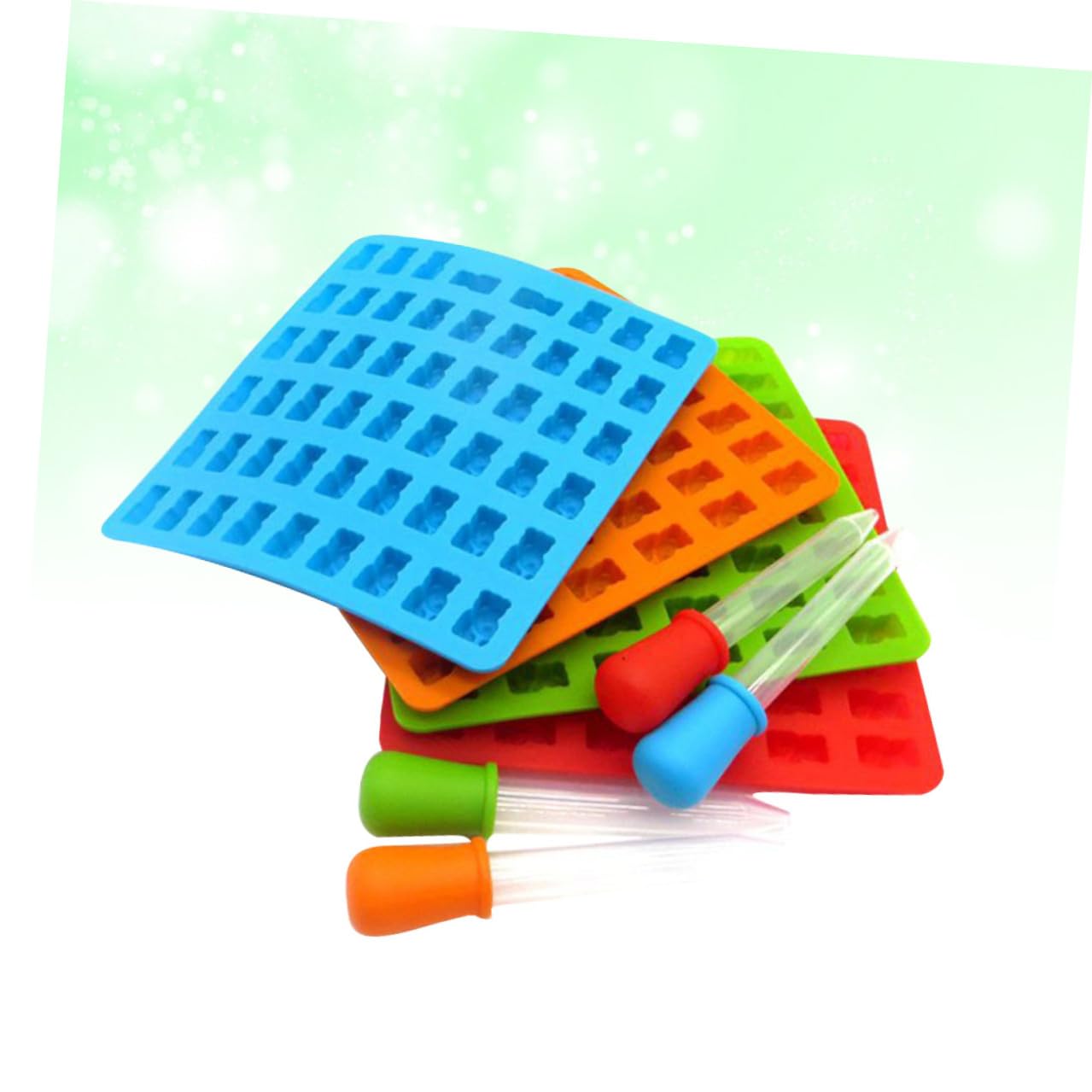 Moule à Chocolat Ours en Silicone 53 Cavités 4 Lots avec Compte-gouttes