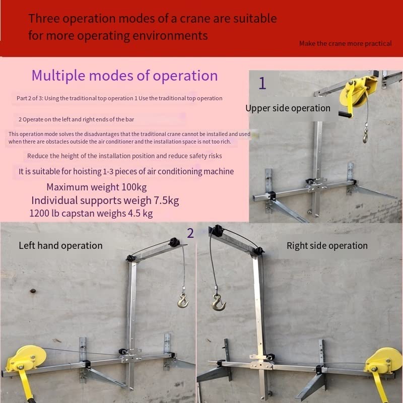 icVantA Folding Winch Hoist for Air Conditioner Outdoor Unit Installation, and Disassembly, Adjustable Bracket for 5ph Units (Color : Folding Side+25m Winch) (Folding Side+20m Winch)