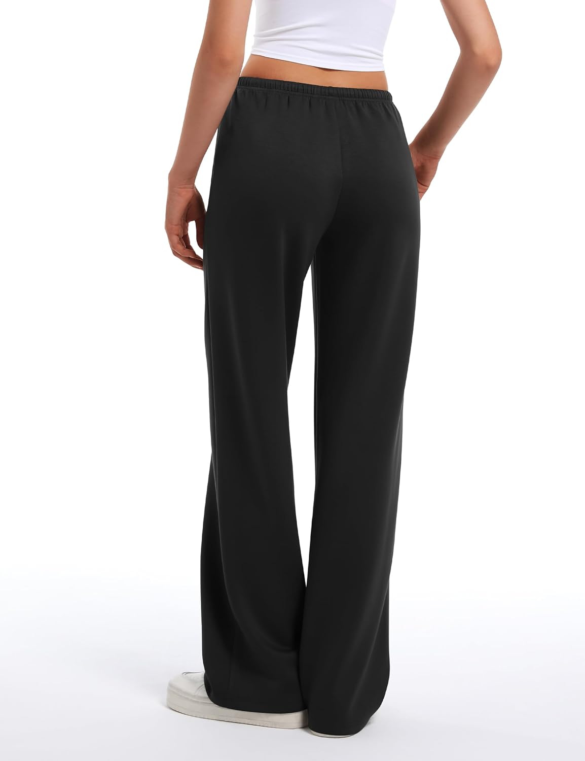 HeSaYep Women's Wide Leg Sweatpants Straight Leg Lowrise Sweat Pants Drawstring Elastic Low Waist Pants with Pockets - Image 2