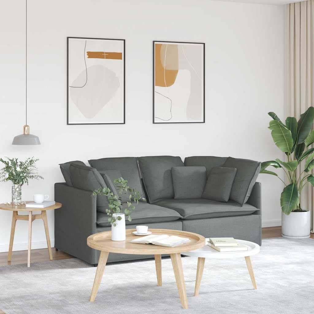 Modułowa sofa z poduszkami, ciemnoszara, 200 x 100 cm, zestaw tapicerowany z wypełnieniem piankowym, narożnik dwuosobowy z wytrzymałą metalową ramą, idealna do salonu