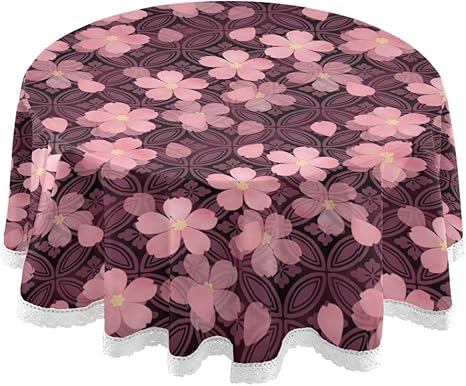 Amazon さくら 桜柄 ピンク 花柄 背景 葉書 テーブルクロス 食卓カバー テーブルマット 円形 北欧 撥水加工 汚れ防止 家庭用 高密度 おしゃれ ポリエステル素材 直径150cm テーブルクロス オンライン通販