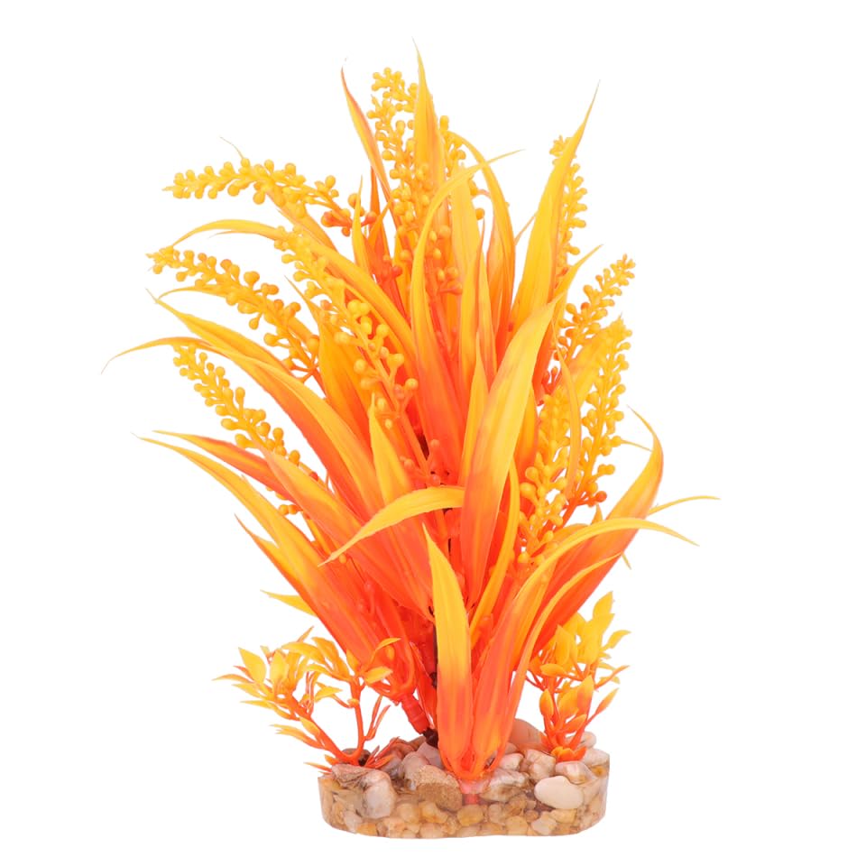 Amosfun Fish Tank Plants Artificial Aquarium Grass Decoration Realistic Plastic Aquarium Plants for Fresh and Salt Water Tanks 2.75X1.77X7.48 Inch