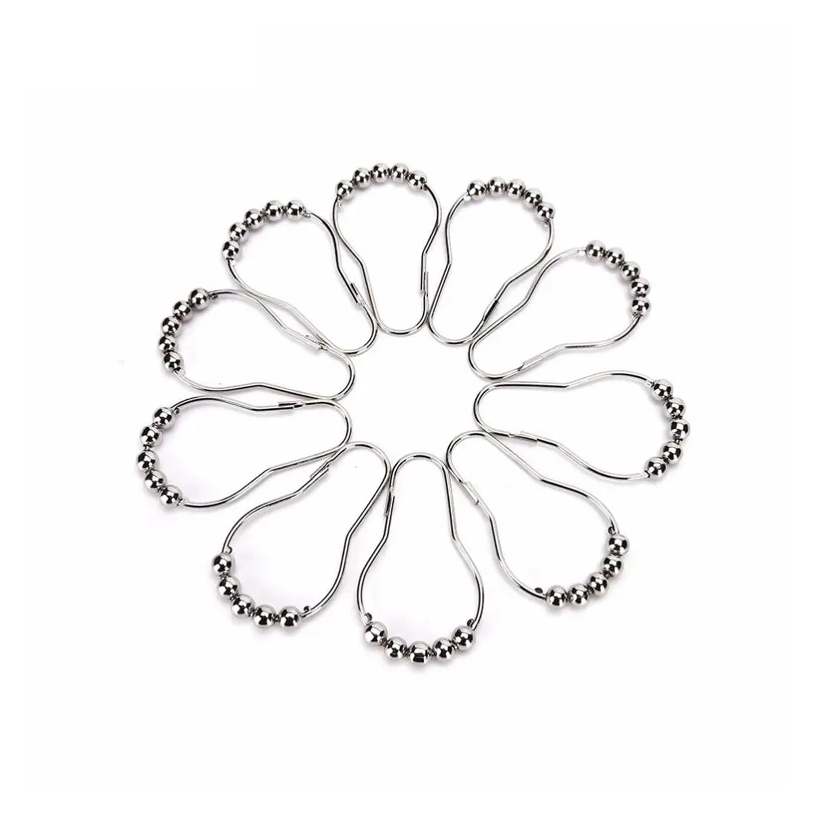 Curtain Hooks 12Pcs 5 Roller Balls Satin Nickel Ball Polished Shower Rings