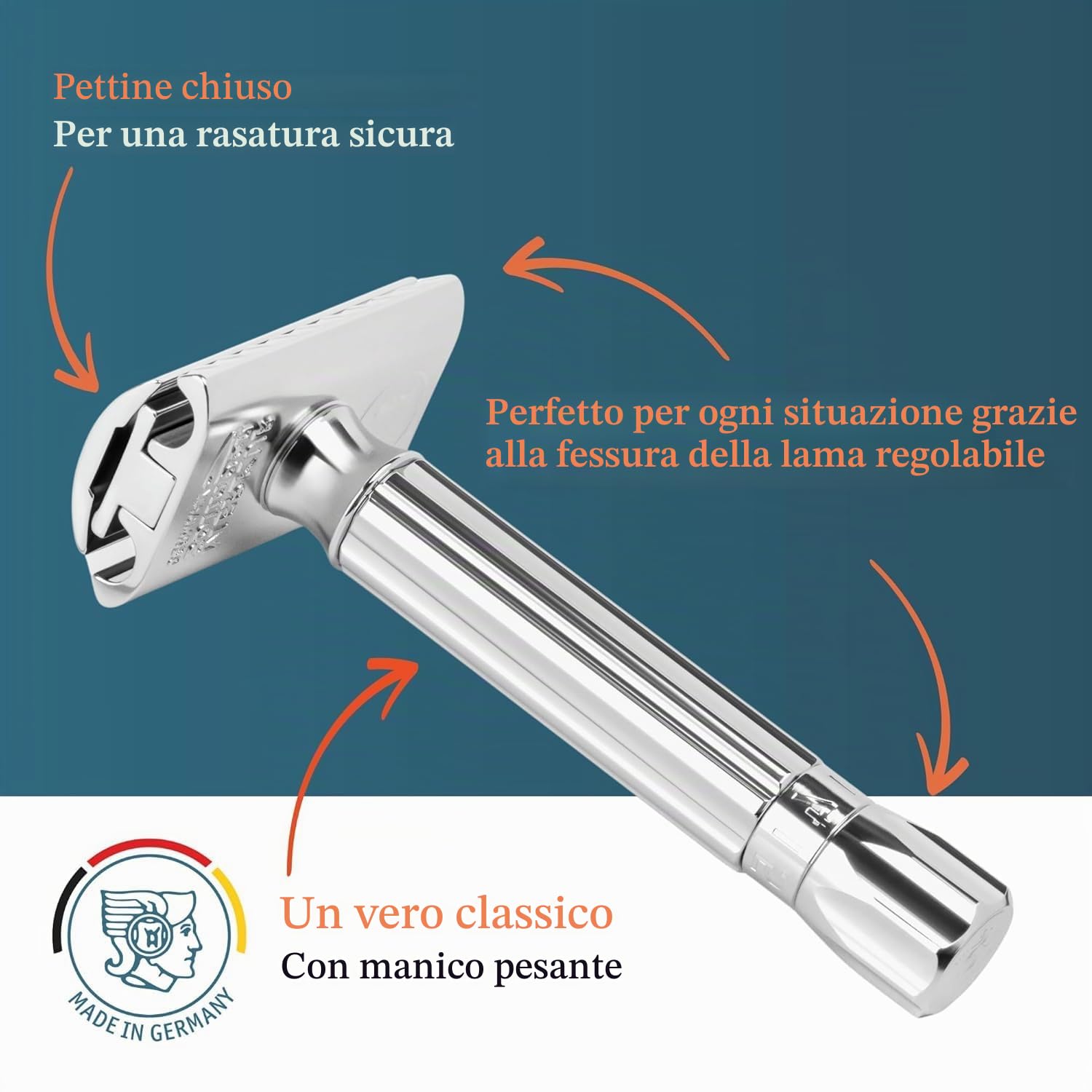 Merkur rasoio di sicurezza regolabile cromato lucido Progress 500
