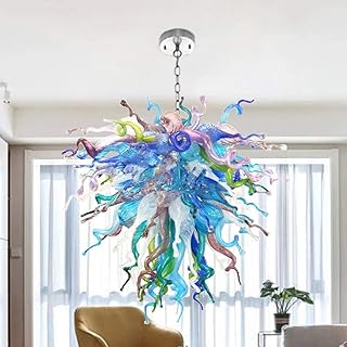Modern Art Deco Chandelier, Hand Blown Glass Chandeliers, Hanging Pendan...