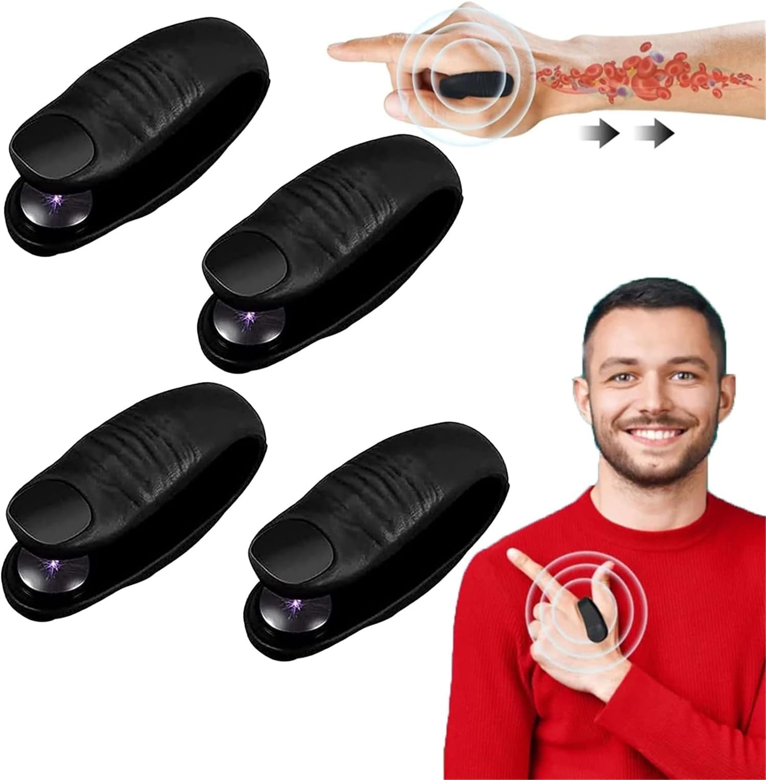 Hypoglycemic Acupoint Clip,Acuplus Sugar Control LI4 Acupressure Point Clip,Hand Acupoint Clip,Hand Pressure Acupoint Clip,Acuplus Clip to Effective Relief Tension Anxiety (Black*4)