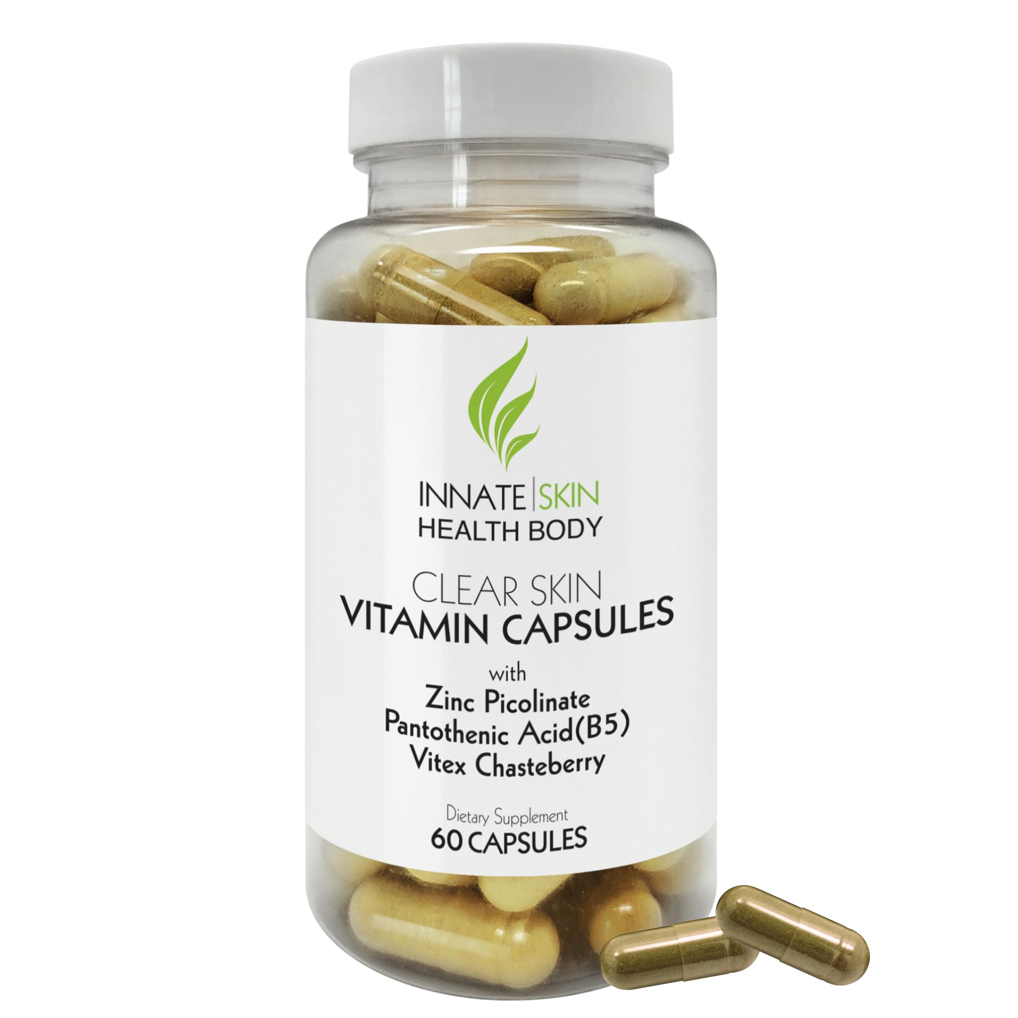 Clear Skin Acne Vitamins Capsules | Complexion Supplements 60 Count
