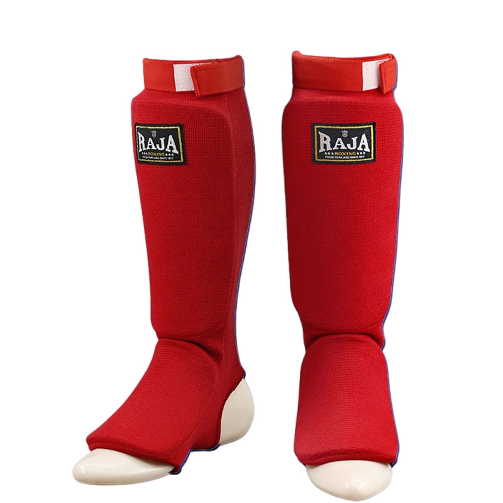 WFX Kids MMA Leg and Foot Protectors Junior Muay Thai Kickboxing Boys Girls Protection Red