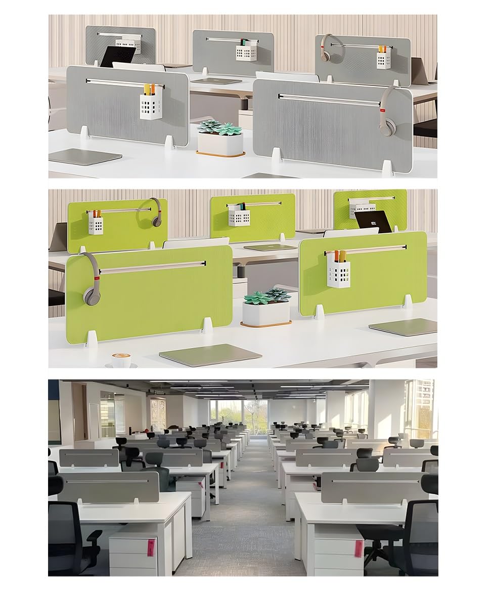 Panel de privacidad para escritorio, con ranura para tarjetas, reduce el ruido y las distracciones visuales, ideal para recepción de estudiantes, oficina, color verde, 30 x 120 cm