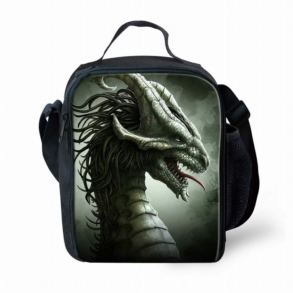 Amzbeauty Western Dragon Print Lunch Bag for School Kids Boys Girls Small Lunch Box Insulated Lunch Container with Adjustable & Removable Tote Bag โ image 1