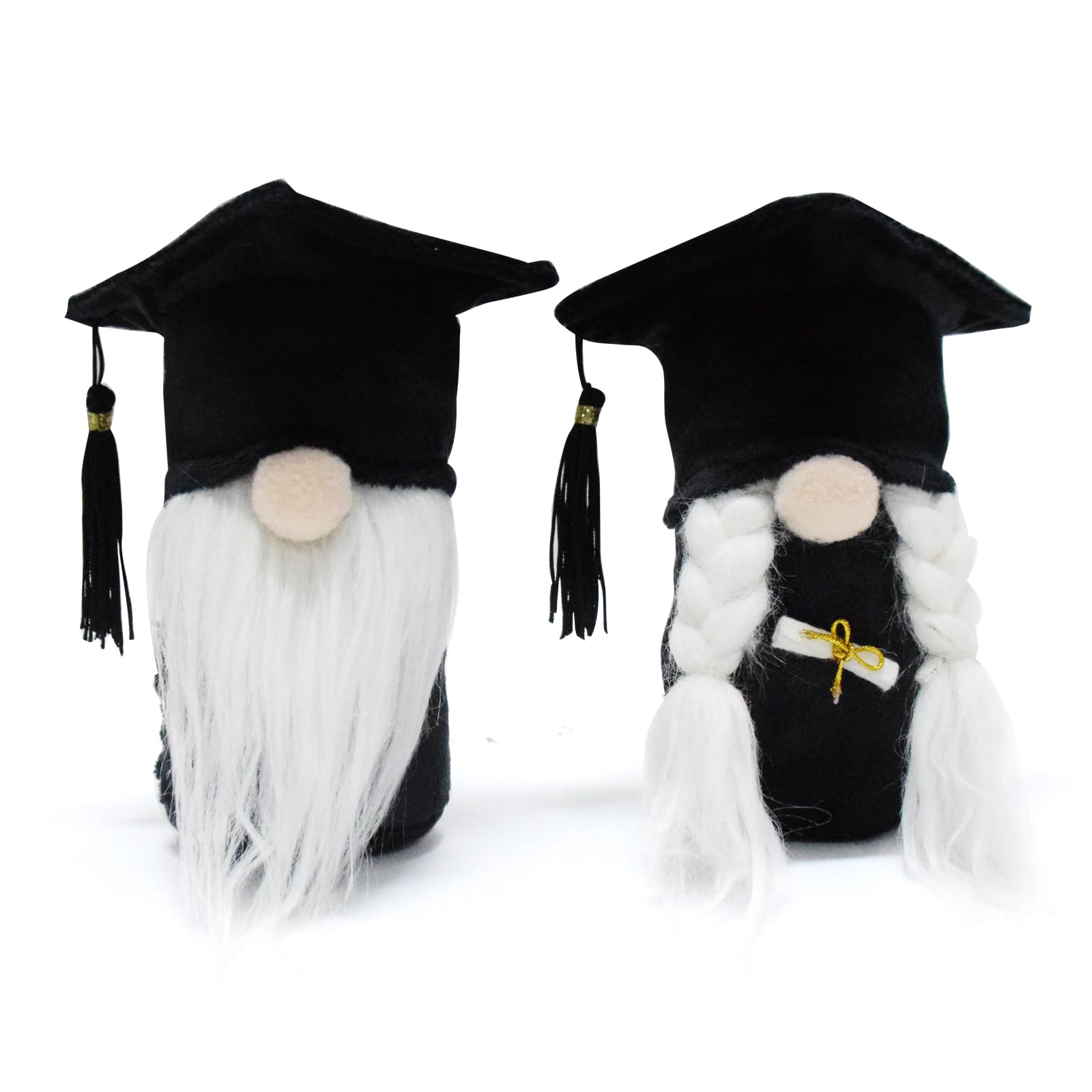 2 Pcs Graduation Gift Gnomes Plush Decorations Classical Grad Gnome School Swedish Tomte Dwarf Doll Figurines for Tabletop Tiered Tray Graduation Decor