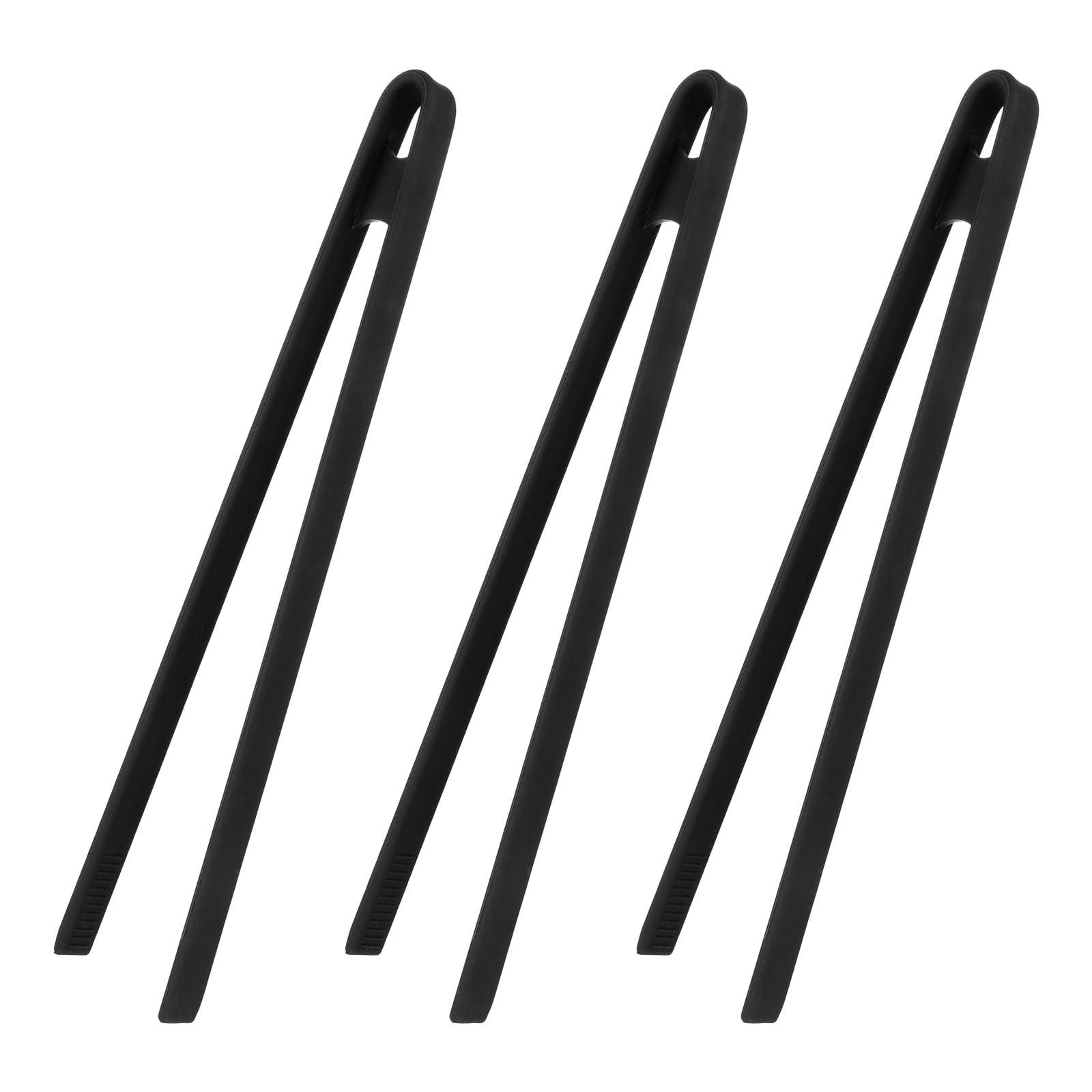 sourcing map 3Pcs Silicone Toast Tongs, 29cm Kitchen Food Tongs Heat Resistant for Cooking Food Trivet Grippers Non-Slip Long Tool for Salad Ice Cubes Toaster Fruits Sugar Barbecue, Black โ image 1