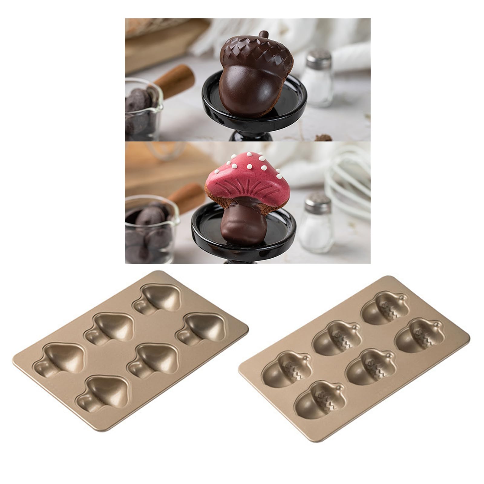 2 moldes antiadherentes para magdalenas, 6 cavidades de chocolate y galletas, acero al carbono para hornear golosinas de horno