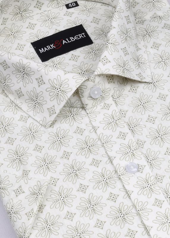 Image of Mark & Albert Men's Half Sleeve Cotton Linen Shirt Blue