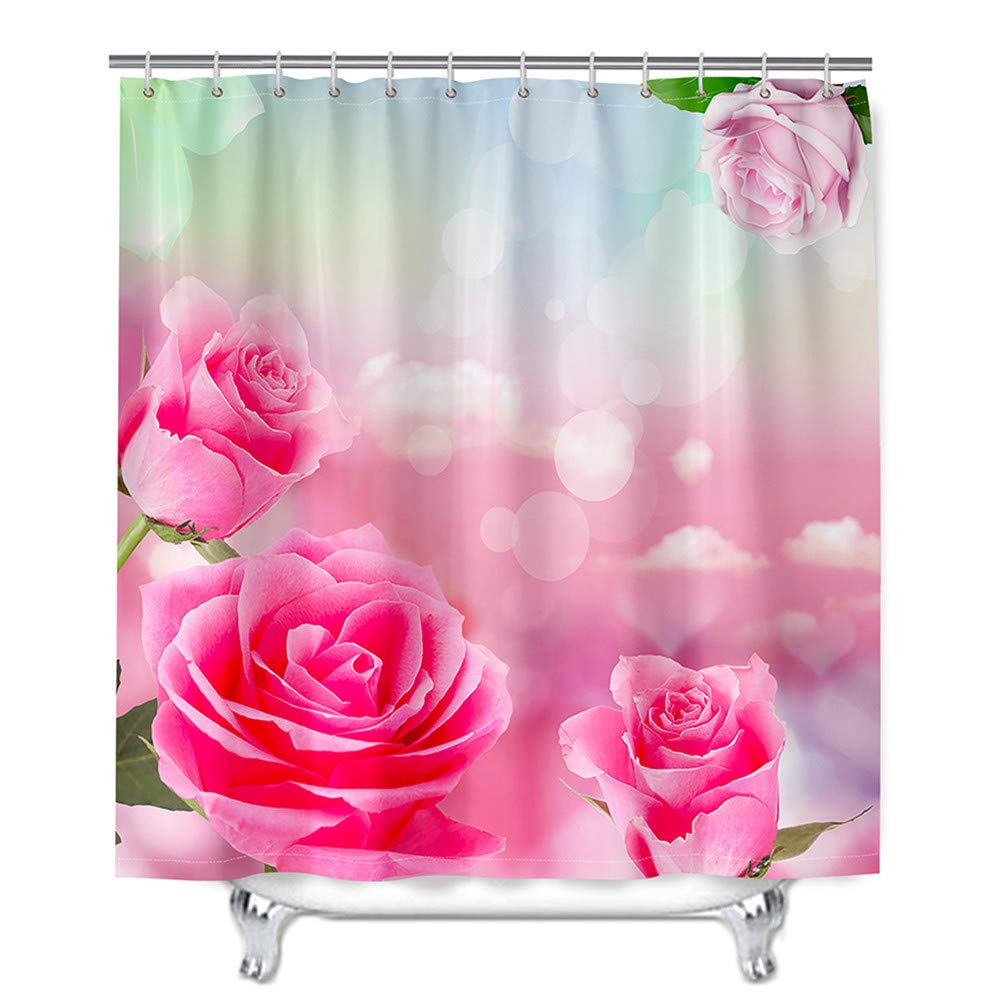Oduo Tenda Doccia Impermeabile 90x180cm – Fiori 3D Primavera Con 12 Ganci - 5