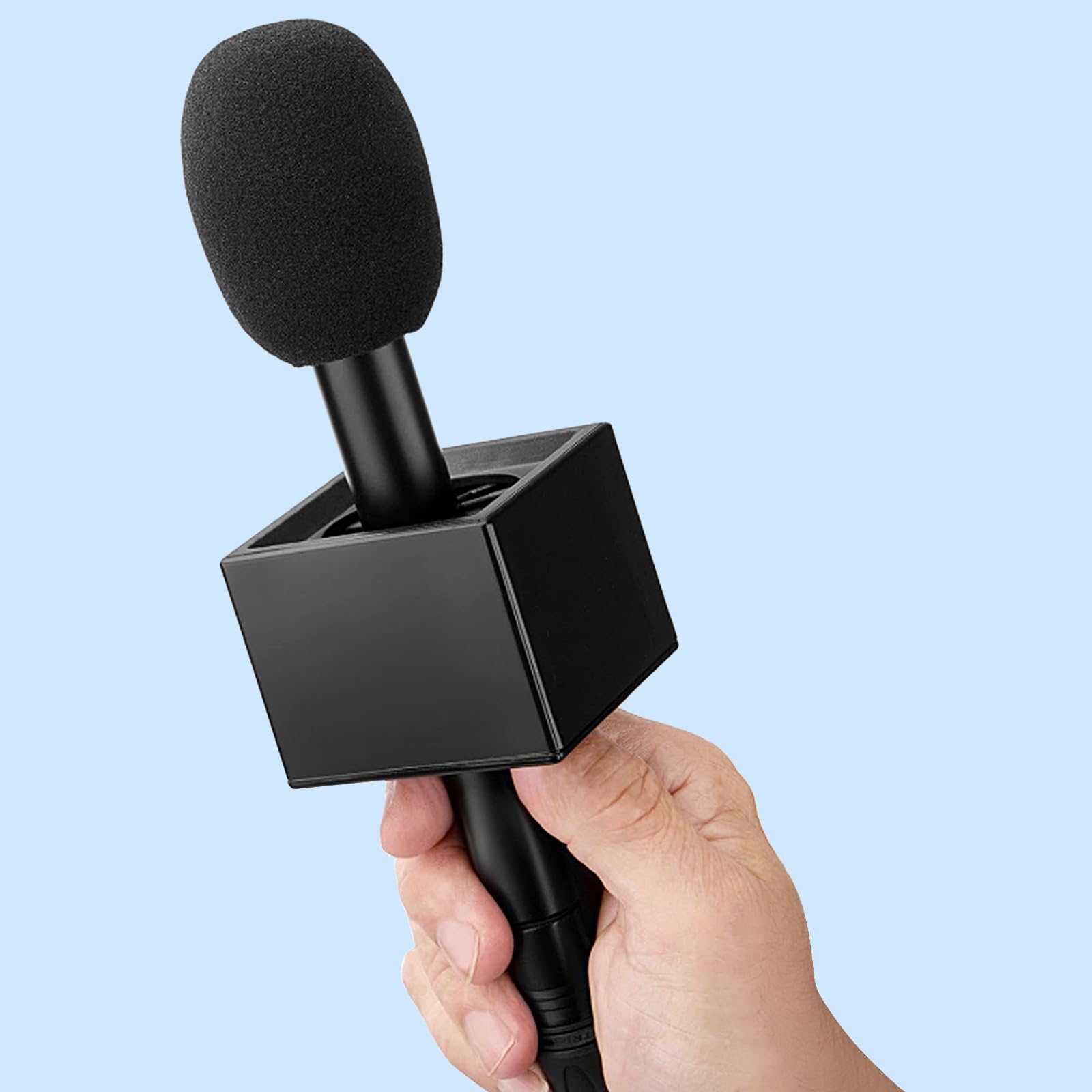Microphone Flag Station - Square ABS Cube For Interview Mic Logo ...
