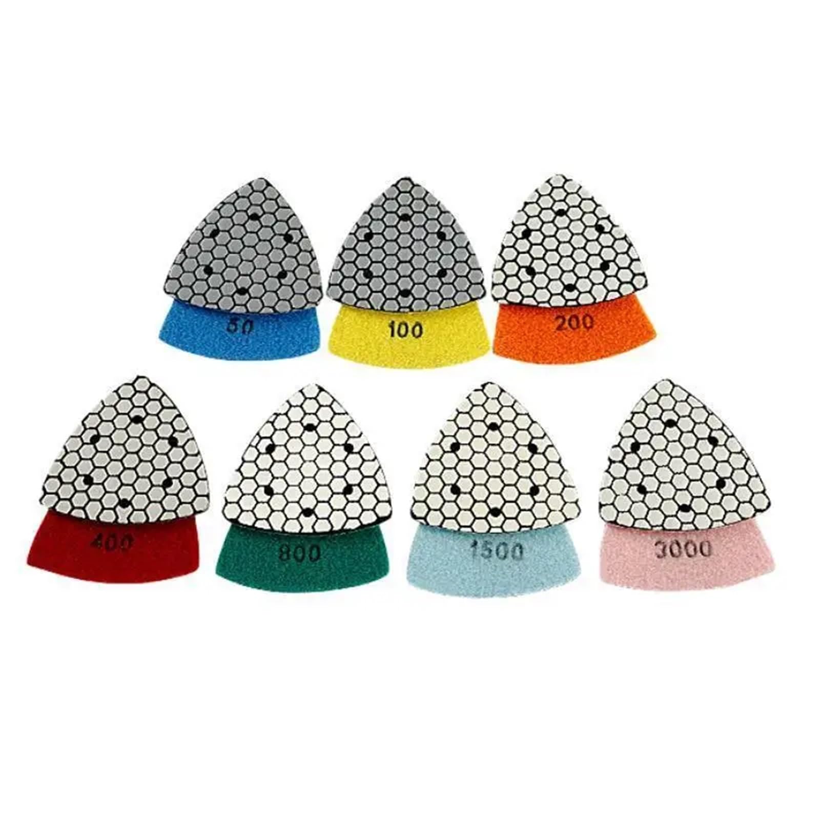 Polierpads 7 Stück 90 mm dreieckige Trockenpolierscheiben for Granit, Marmor, Beton, Stein, Schleifscheiben(800)