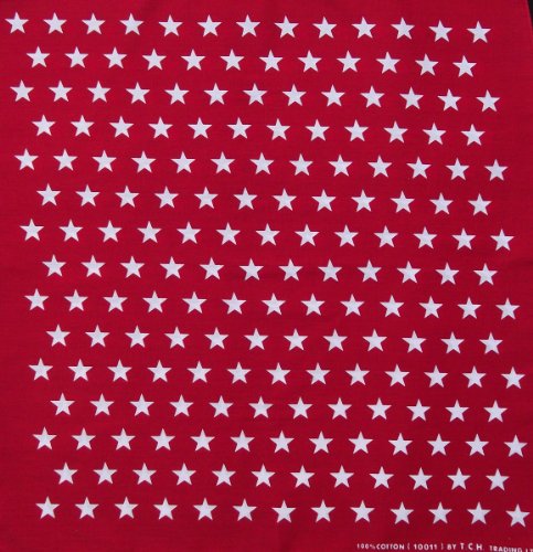 White Star in Red Handkerchief Headwrap Bandana