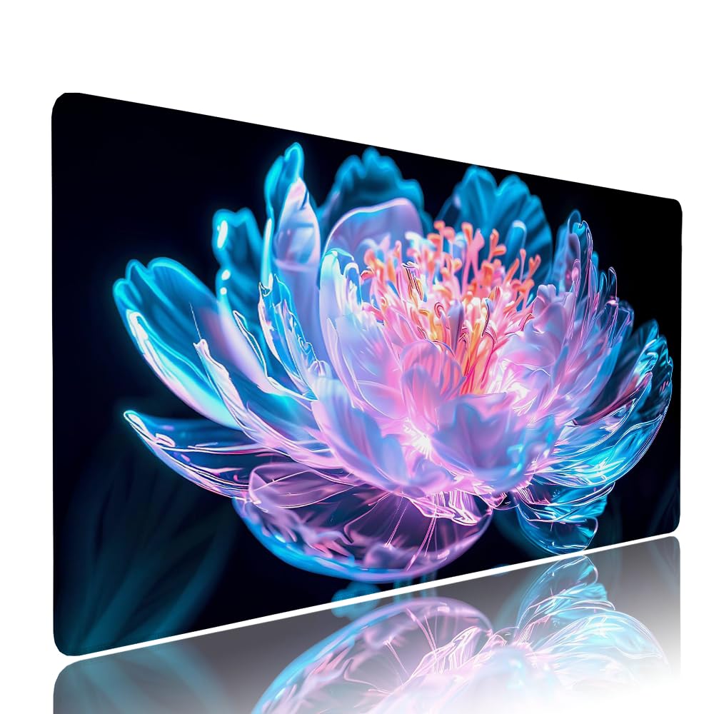 Alfombrilla de Mouse para Juegos, Nero, XXL, Antideslizante, Impermeable, Diseño de Fiore, Extendido, Grande, 1200x600x3mm, para PC, Laptop, Ufficio, Famiglia d-371