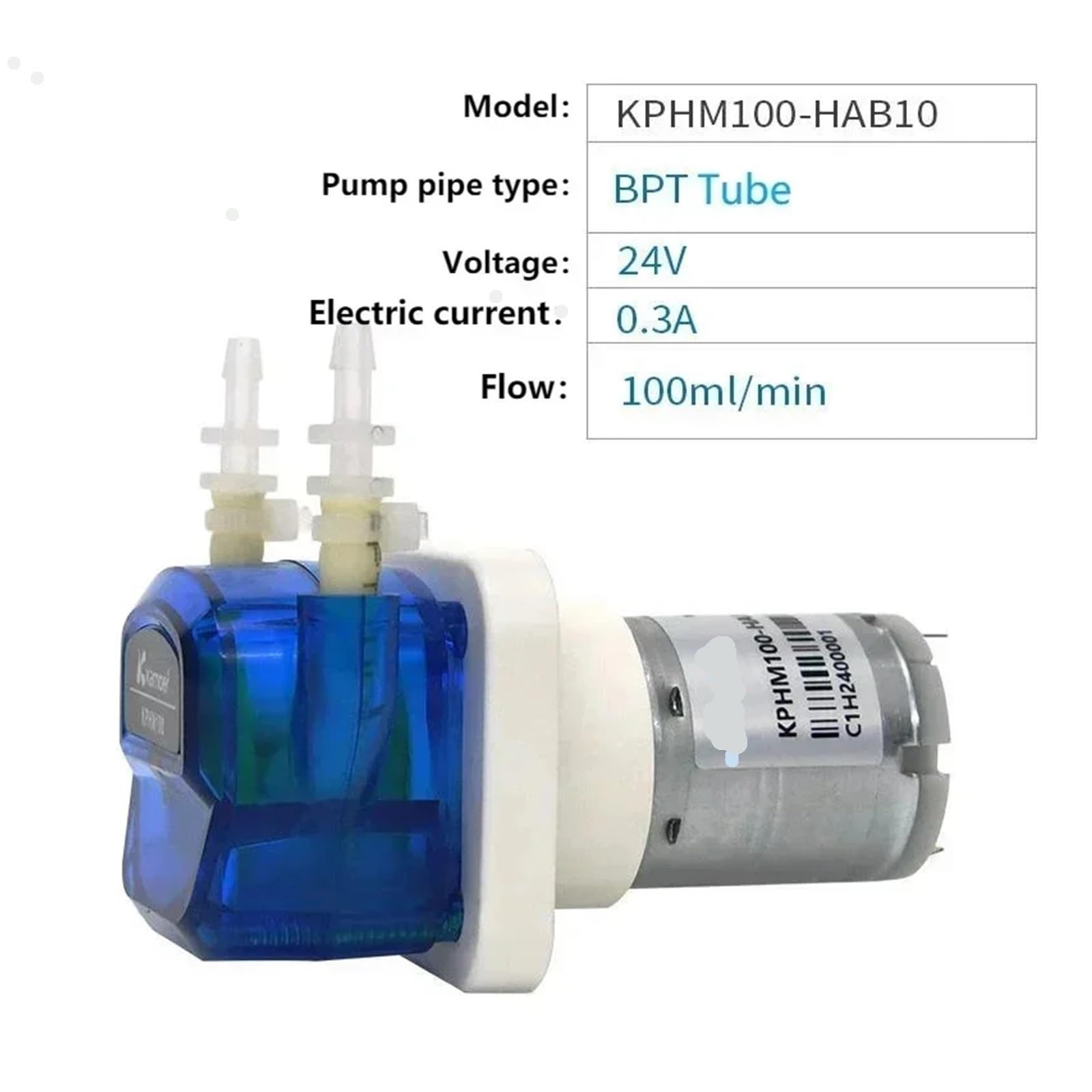 Pompa a Membrana, 12V 24V 100ml/min 65ml/min Motori multipli Opzionale Piccola pompa peristaltica Bassa rumorosità(KPHM100-HAB10-24V)