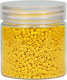 BALABEAD 3mm Seed Beads Yellow Color About 4000pcs /110grams in Box 8/0 Glass Craft Seed Beads for Jewelry Making (Banana ...