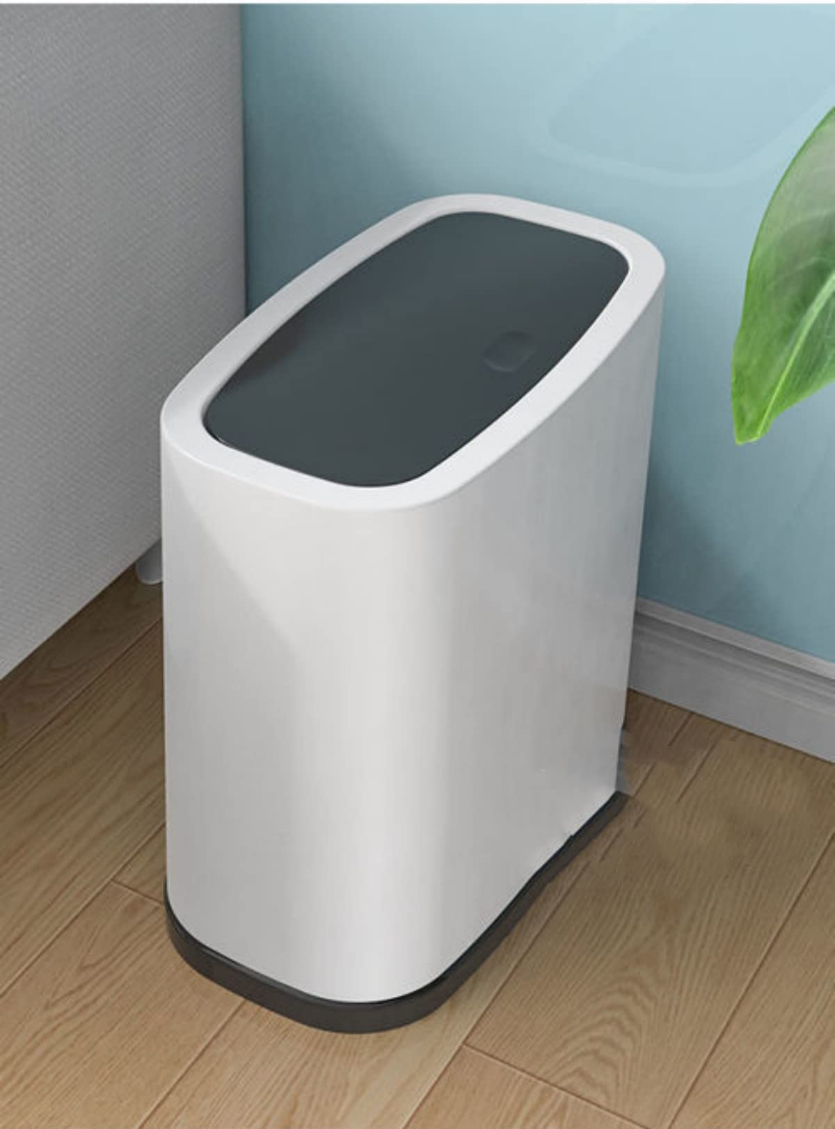 Pattumiera rettangolare in plastica per bagno, colore bianco, 12 l