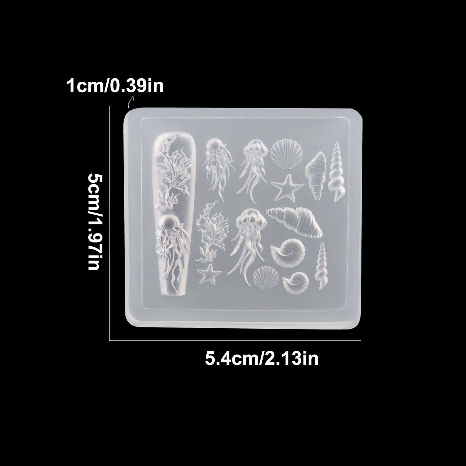Nail Charm Mold, Nail Carving Decor Mould, Silicone Molds, 3D Sea Themed, Jewelry Making Tools, 1,97 żywica epoksydowa do salonu i domu